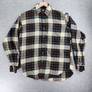 Patrick James Viyella Shirt Mens Medium Red Plaid Cotton Wool Made in Scotland